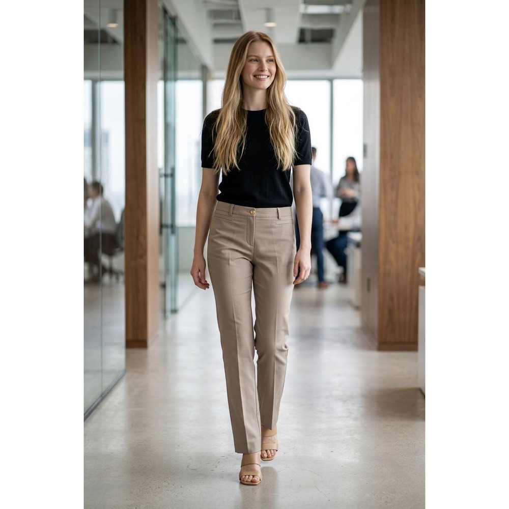 NWT Calvin Klein Beige Straight Leg‎ Dress Pants Stretch Trousers 28-29x29